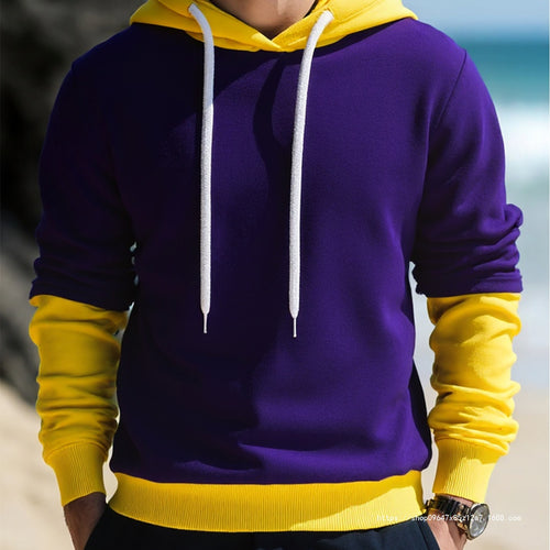 Herren Kapuzenpullover im Lagen-Look mit Kontrastkapuze und Kordelzug Nord Taschen