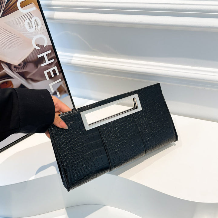 Damen elegante Clutch im Krokodil-Look mit modernem Edelstahlverschluss Nord Taschen