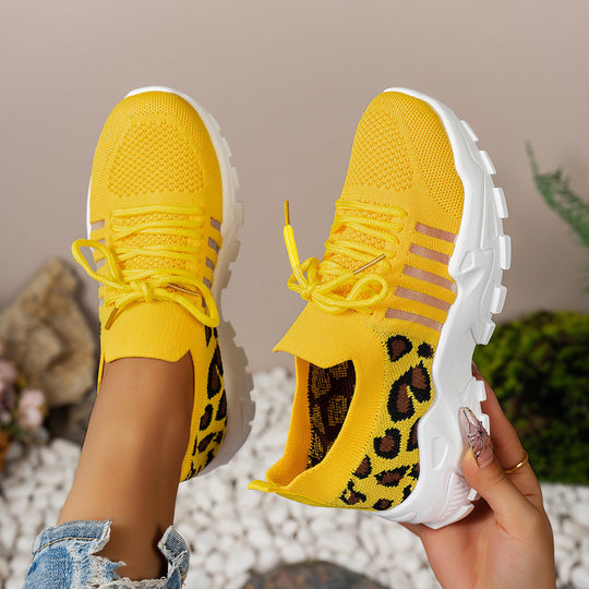 Damen Sportliche Sneakers mit atmungsaktivem Netzdesign und modischem Leopardenmuster Nord Taschen