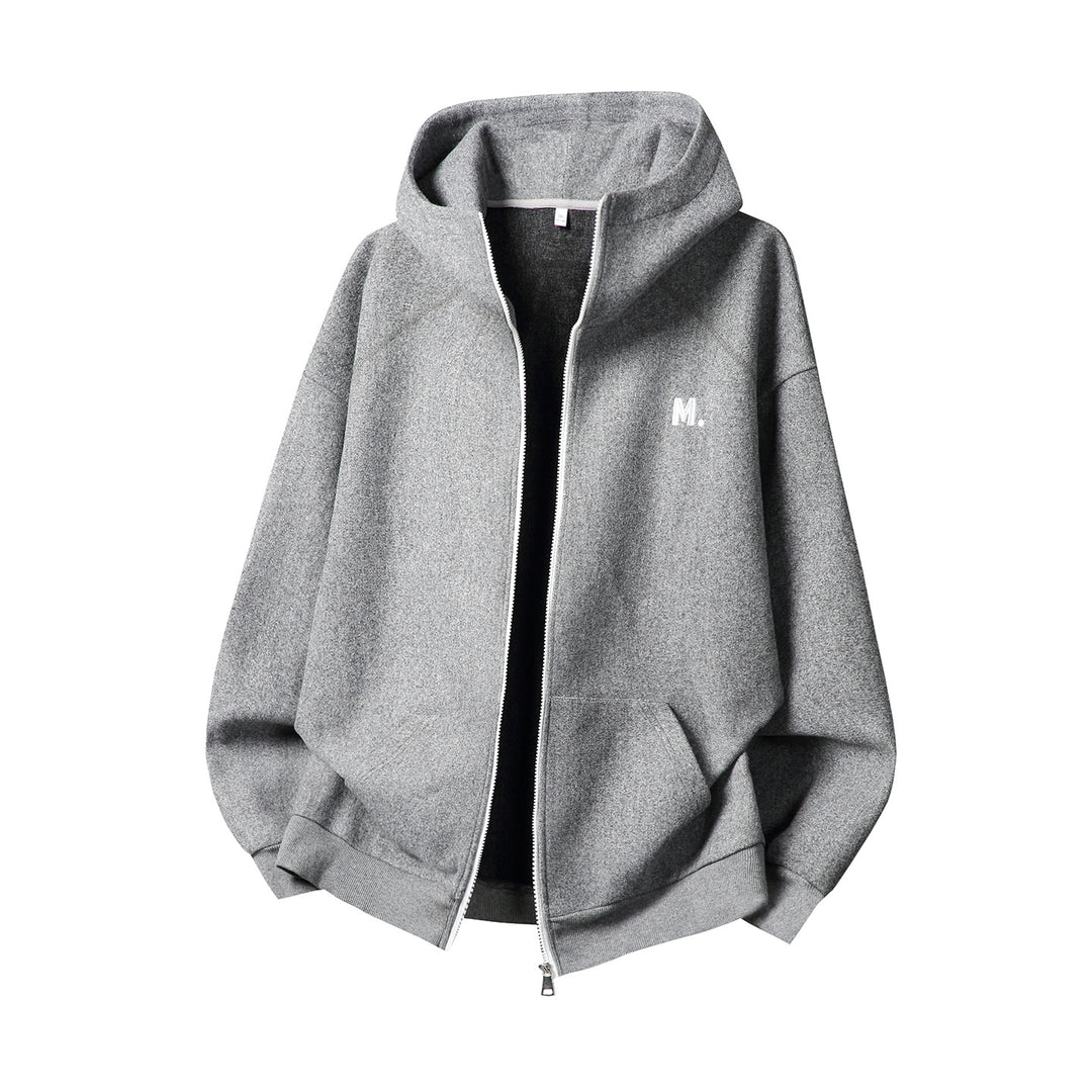 Unisex Oversize Kapuzenjacke mit durchgehendem Reißverschluss und minimaler Bruststickerei Nord Taschen