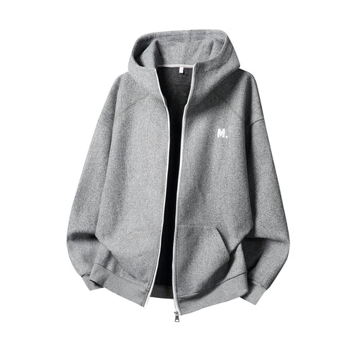 Unisex Oversize Kapuzenjacke mit durchgehendem Reißverschluss und minimaler Bruststickerei Nord Taschen