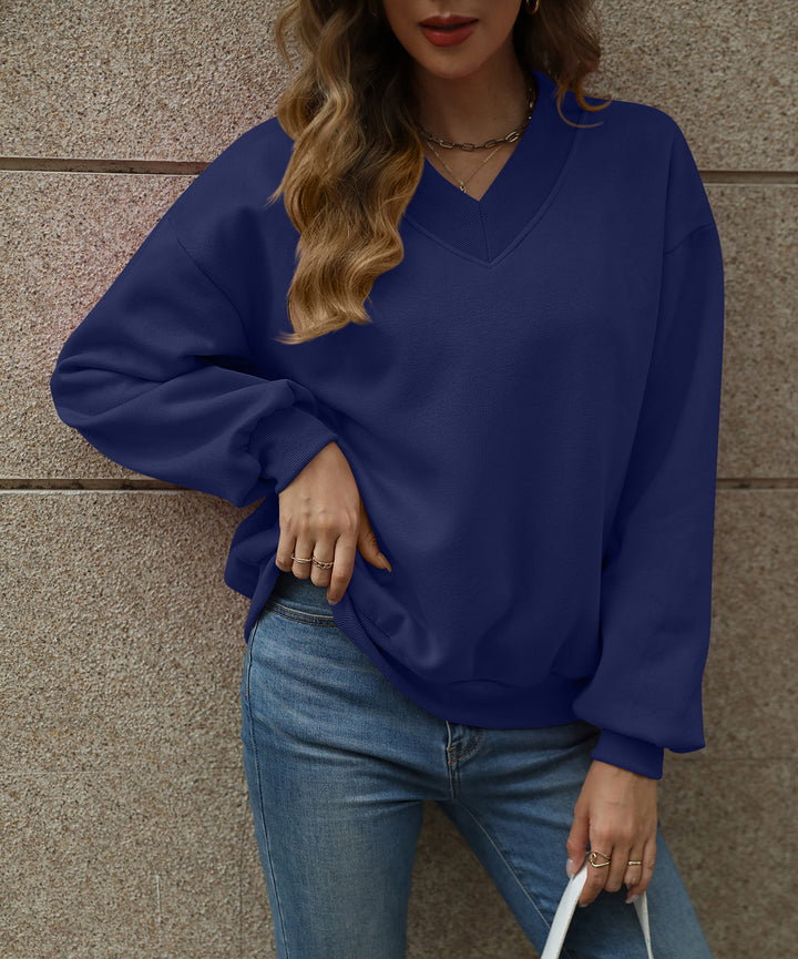 Oversized Damen V-Ausschnitt Sweatshirt