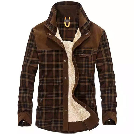 Herren Flanell‑Fieldshirt mit Teddyfleece‑Innenfutter und Velours‑Schulterpartie Nord Taschen