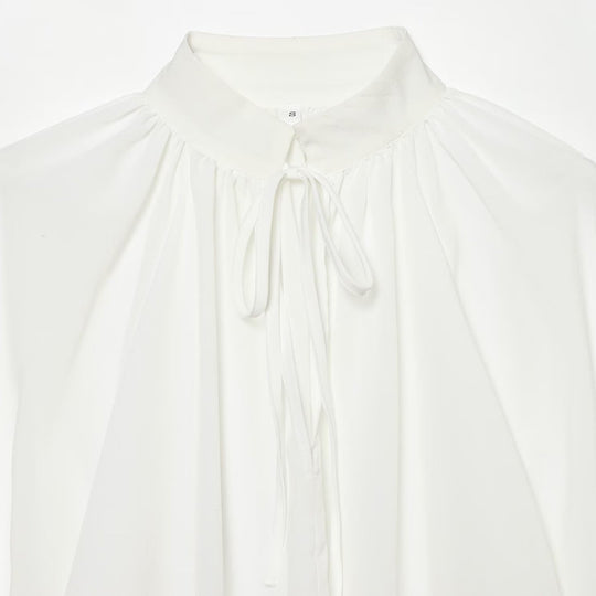 Damen Transparente Bluse mit Stehkragen, Volantenärmeln und Spitzenborte Nord Taschen