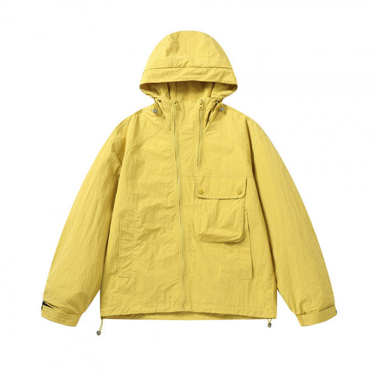 Unisex Leichte Kapuzen-Übergangsjacke mit großem Pattentaschen-Detail und Kordelzug Nord Taschen