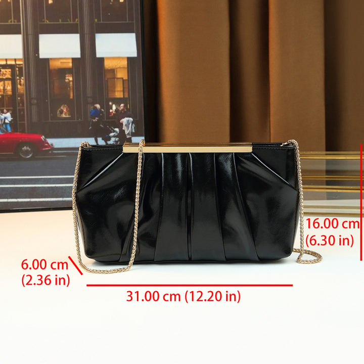 Damen Clutch mit luxuriösem Faltendesign und schimmernder Oberfläche Nord Taschen