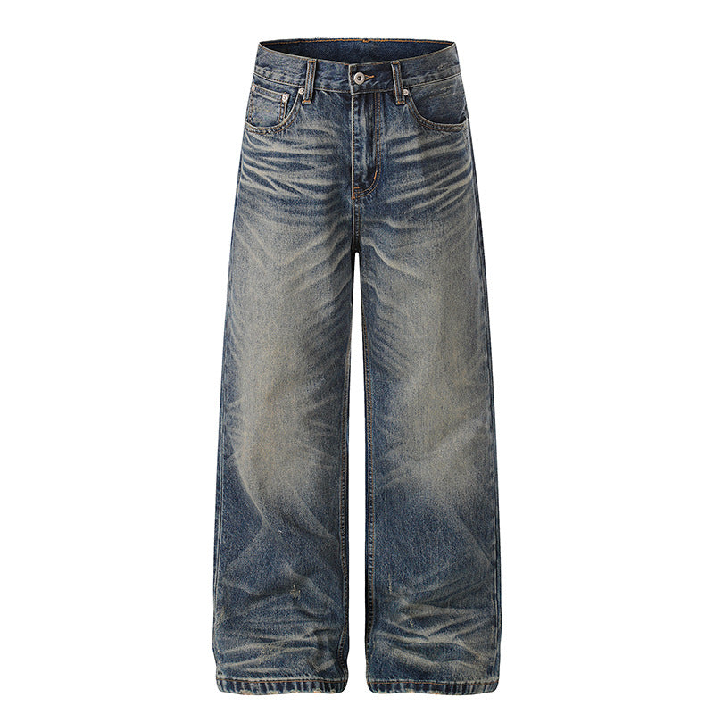 Damen Hochtaillierte weite Denim-Culotte mit Used‑Wash und ausgestellter Silhouette Nord Taschen