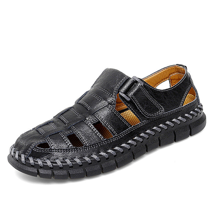 Herren Atmungsaktive Ledersandalen mit komfortablem Klettverschluss