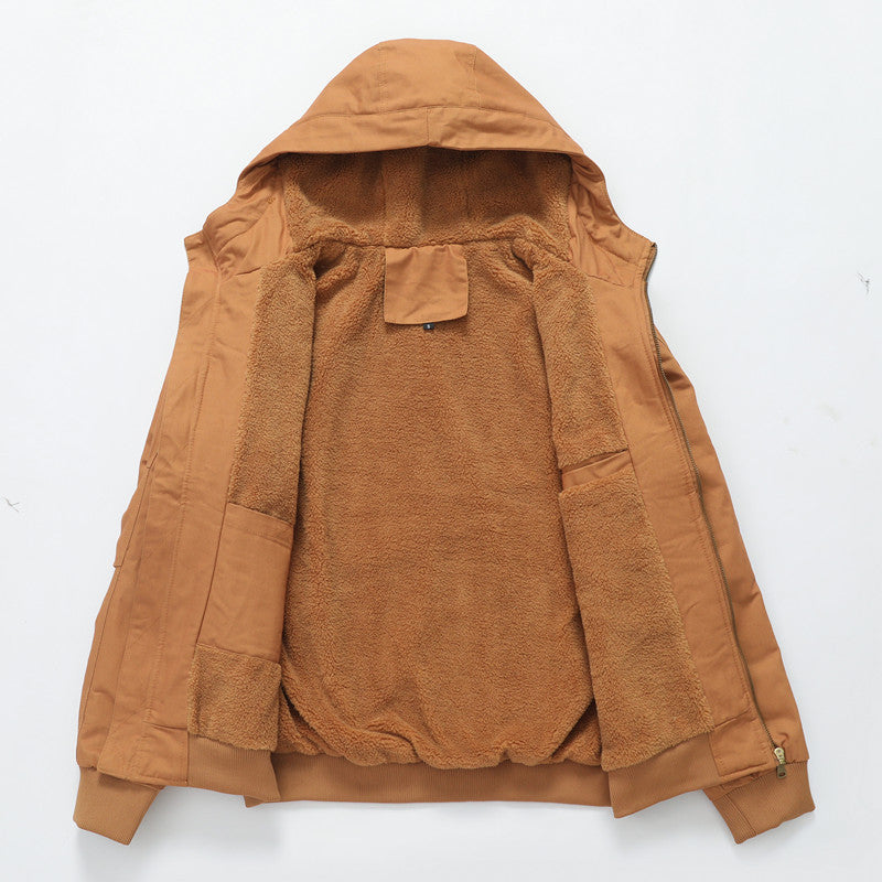 Herren Kapuzenjacke mit Sherpa-Futter und Canvas-Außenmaterial Nord Taschen