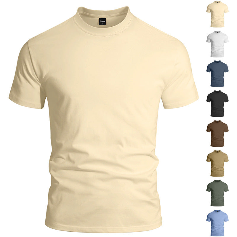 Herren nan eng anliegendes Rundhals-Basicshirt aus Singlejersey mit verstärktem Nackenband