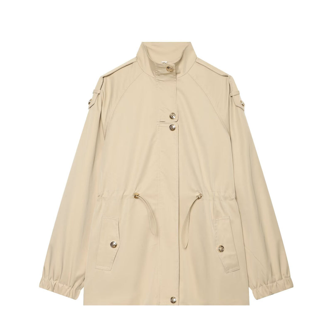 Damen leichter Parka mit Stehkragen, Tunnelzugtaillierung und Schulterpatten Nord Taschen