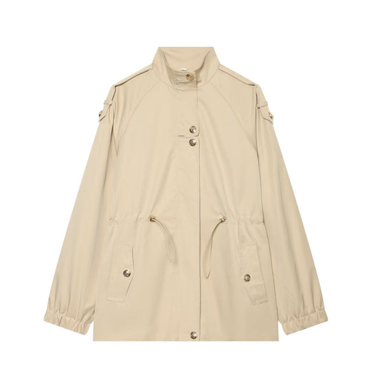Damen leichter Parka mit Stehkragen, Tunnelzugtaillierung und Schulterpatten Nord Taschen
