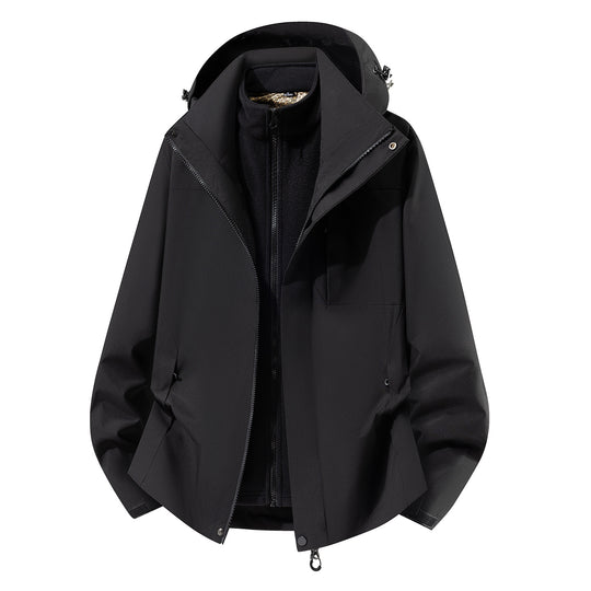 Damen Zwei-in-Eins Softshell-Regenjacke mit abnehmbarem Fleece-Innenfutter und Kapuze Nord Taschen