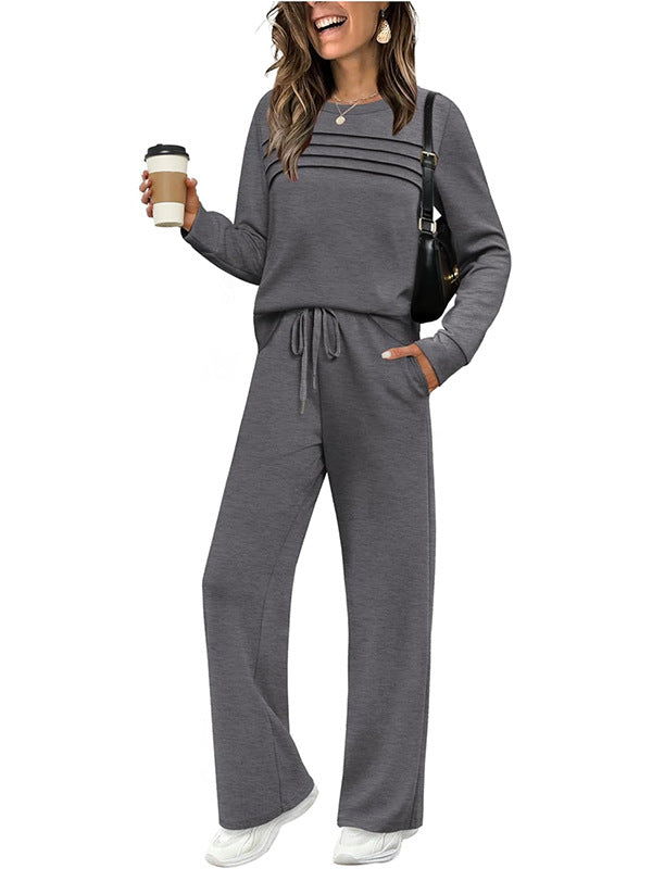Damen Lounge-Set aus weichem Sweatstoff mit gerafftem Oberteil und weit geschnittenen Jogginghosen Nord Taschen