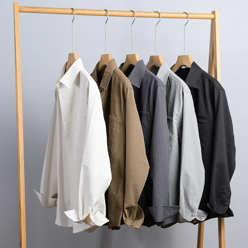 Herren Texturiertes Waffelstruktur-Overshirt mit Brusttasche und legerer Passform Nord Taschen