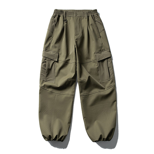 Herren Oversize-Cargohose mit elastischem Tunnelzugbund, Kniepaneelen und elastischen Bündchen Nord Taschen