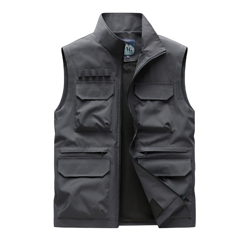 Herren Outdoor-Utilityweste mit acht Multifunktionstaschen, robustem Baumwollmix und Windschutzkragen Nord Taschen