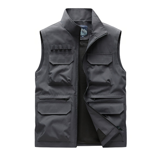 Herren Outdoor-Utilityweste mit acht Multifunktionstaschen, robustem Baumwollmix und Windschutzkragen Nord Taschen