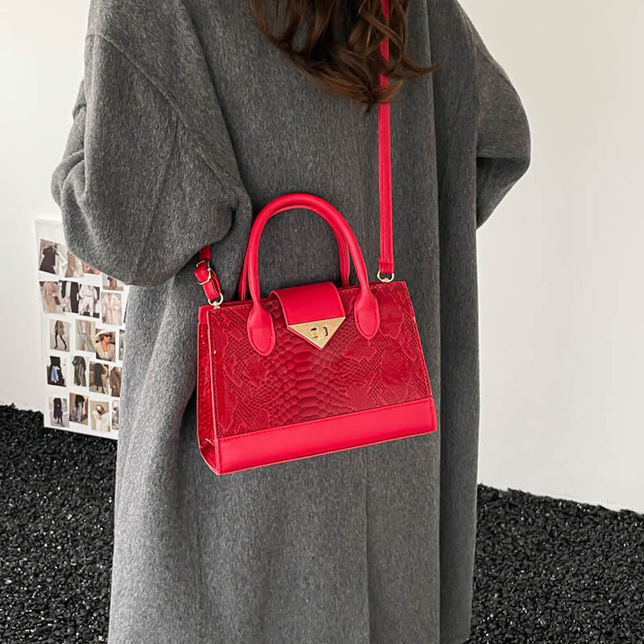 Damen elegante Handtasche mit glänzendem Schlangenhautmuster Nord Taschen