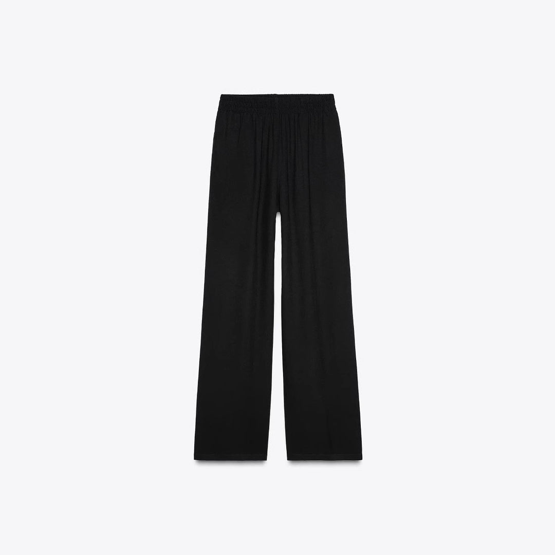 Damen Weiche Jersey-Palazzohose mit elastischem Bund und weitem Bein Nord Taschen