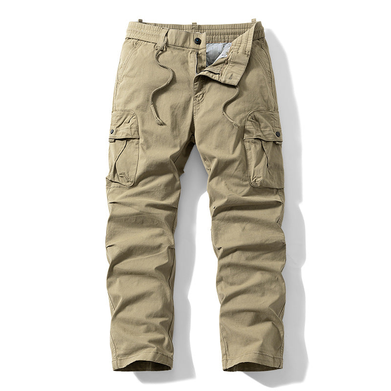 Herren Relaxed-Fit Canvas‑Cargohose mit Elastikbund, verdecktem Tunnelzug und Mehrfach‑Klappentaschen Nord Taschen