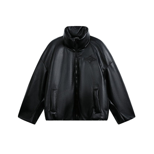 Damen Oversized Kunstleder-Bomberjacke mit hohem Stehkragen Nord Taschen
