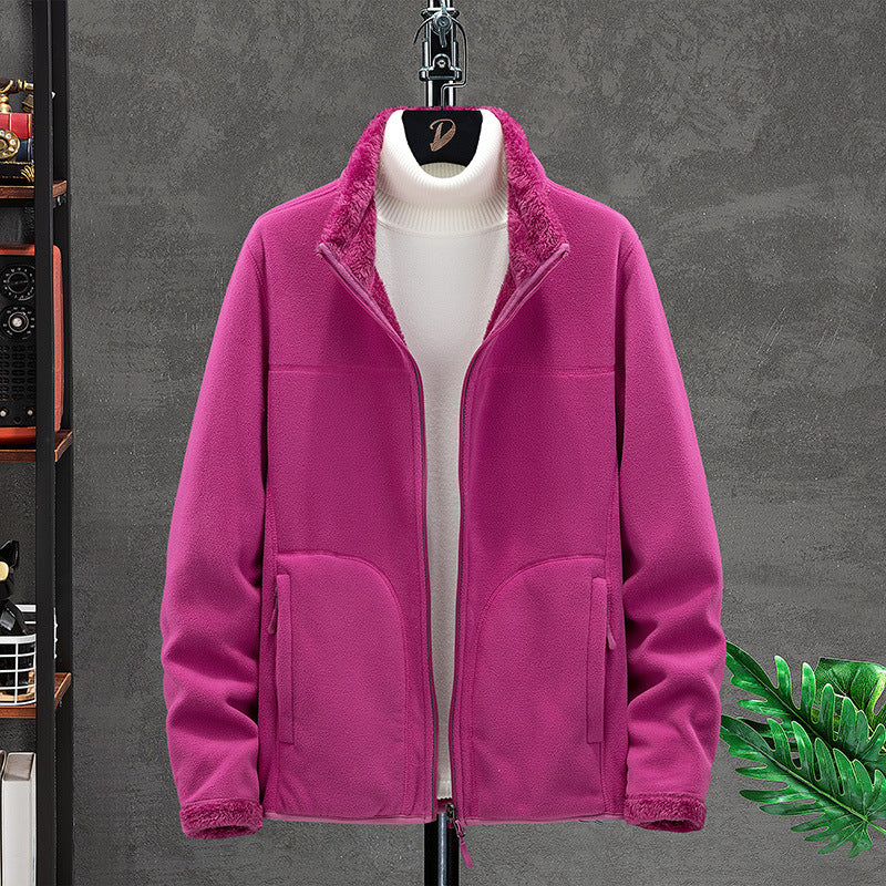 Damen Kuschelige Fleecejacke mit Teddyfutter, Stehkragen und Zwei Reißverschlusstaschen Nord Taschen