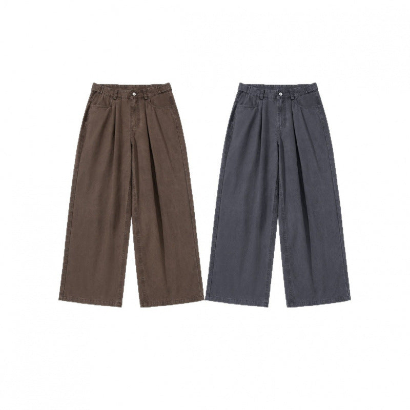 Damen Weite Bundfalten-Hose mit hoher Taille und weitem Bein Nord Taschen