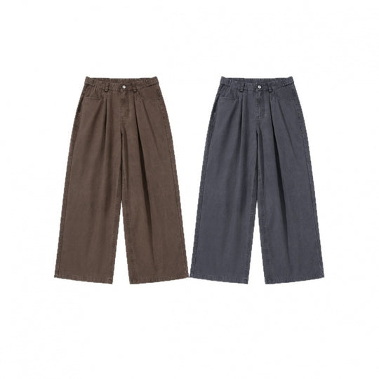 Damen Weite Bundfalten-Hose mit hoher Taille und weitem Bein Nord Taschen