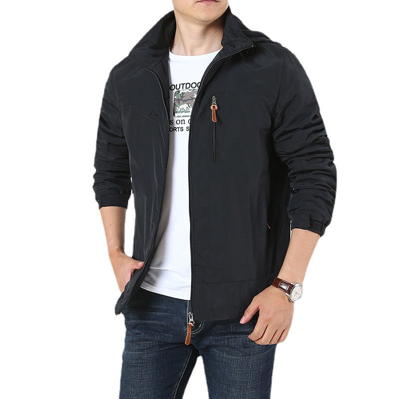 Herren Atmungsaktive Minimalistische Softshell‑Fieldjacke mit Stehkragen und Brustzip Nord Taschen