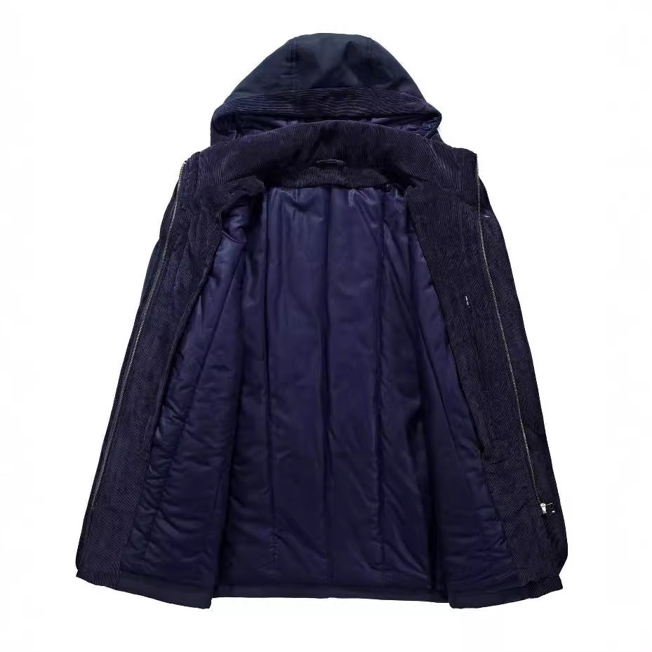 Herren Thermo-Canvas-Parka mit Sherpa-Innenfutter, abnehmbarer Kapuze und Multifunktions-Taschen Nord Taschen