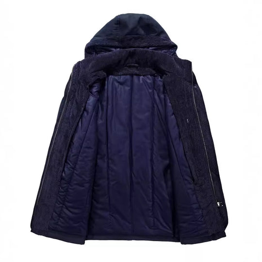 Herren Thermo-Canvas-Parka mit Sherpa-Innenfutter, abnehmbarer Kapuze und Multifunktions-Taschen Nord Taschen