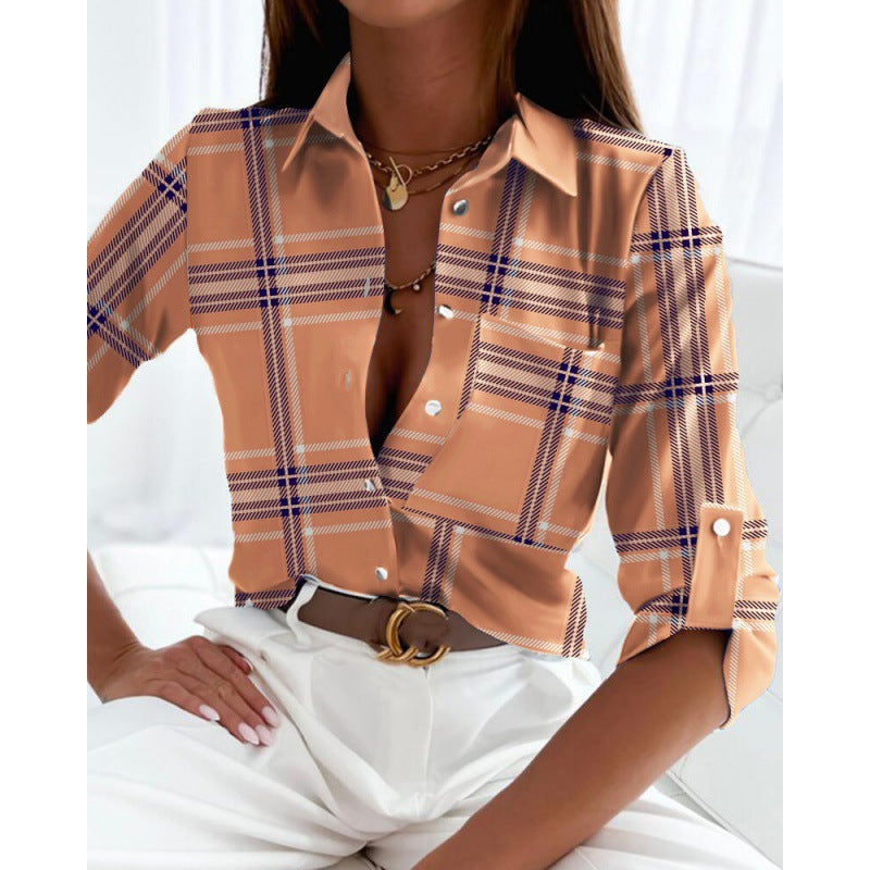 Damen Satin-Hemdbluse mit grafischem Allover-Print und tailliertem Schnitt Nord Taschen