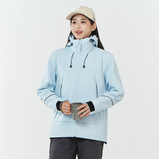 Damen Leichte wind- und wasserabweisende Softshell-Trekkingjacke mit verstellbarer Kapuze Nord Taschen