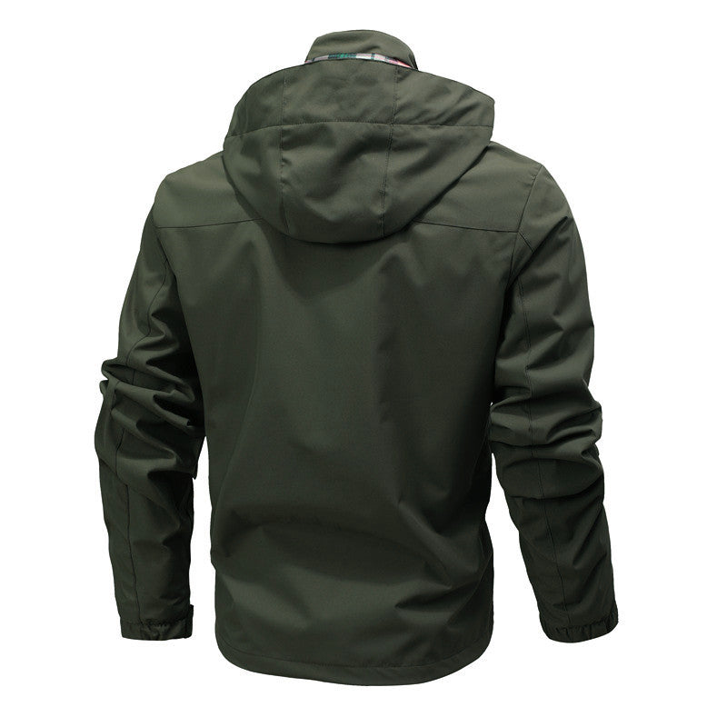 Herren Funktionsjacke mit Kapuze, Utility-Taschen und kariertem Futter Nord Taschen