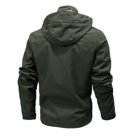 Herren Funktionsjacke mit Kapuze, Utility-Taschen und kariertem Futter Nord Taschen