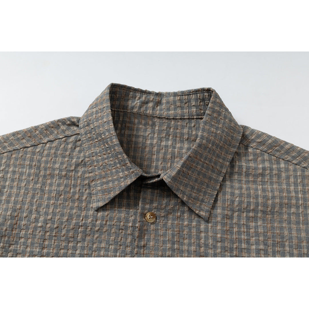 Herren Leichtes Karo-Overshirt aus Baumwollmischung mit geradem Saum und aufgesetzter Brusttasche Nord Taschen