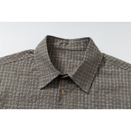 Herren Leichtes Karo-Overshirt aus Baumwollmischung mit geradem Saum und aufgesetzter Brusttasche Nord Taschen