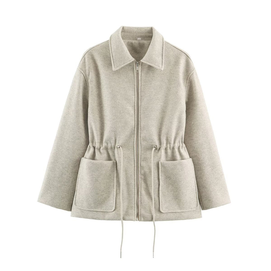 Damen Kurzjacke aus Wollmix mit Tunnelzug‑Taillierung und aufgesetzten Taschen Nord Taschen