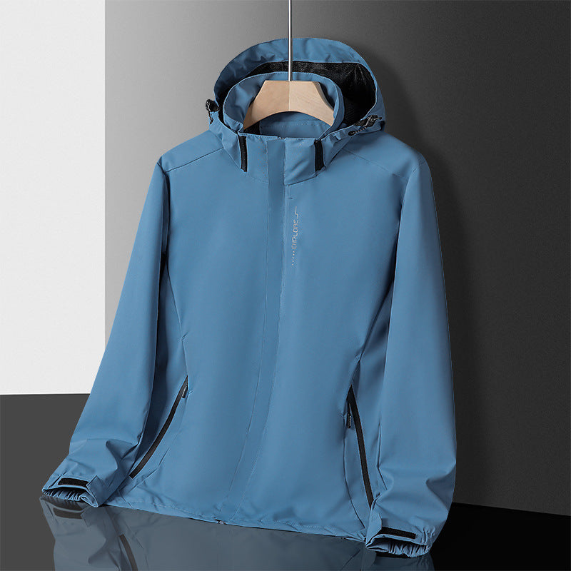 Herren leichter wasserdichter Softshell‑Hoodie mit Kapuze und Tarn‑Hex‑Alloverprint Nord Taschen