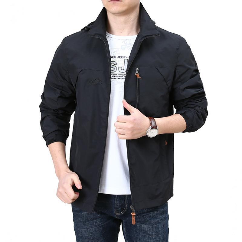 Herren Leichter winddichter Nylon-Blouson mit Stehkragen und Brustreißverschlusstasche Nord Taschen