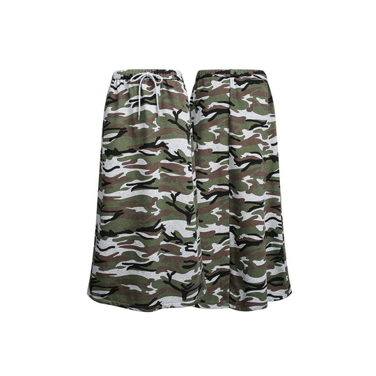 Damen Midi-Rock im Camouflage-Style mit elastischem Bund und Kordelzug Nord Taschen