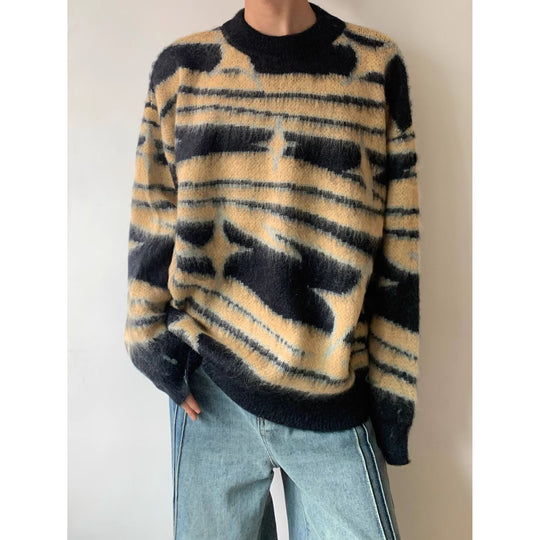 Damen Modischer Grobstrickpullover mit grafischem Muster Nord Taschen