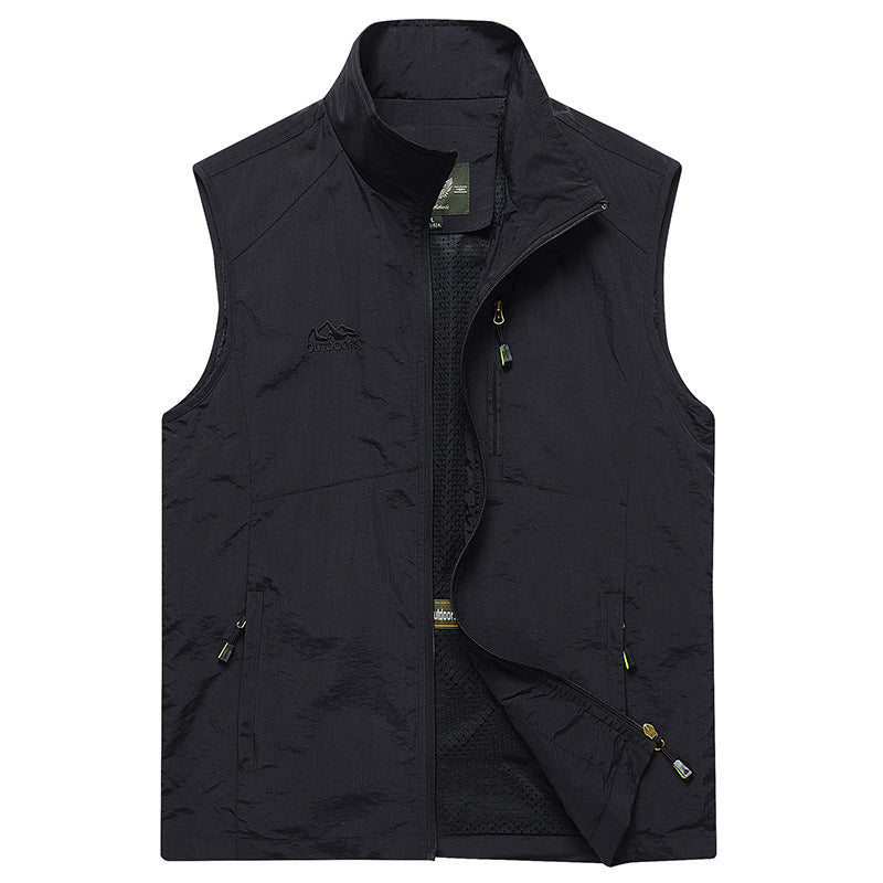 Herren ultraleichte atmungsaktive Outdoor‑Trekkingweste mit Mesh‑Futter, Stehkragen und Mehrfach‑Reißverschlusstaschen Nord Taschen