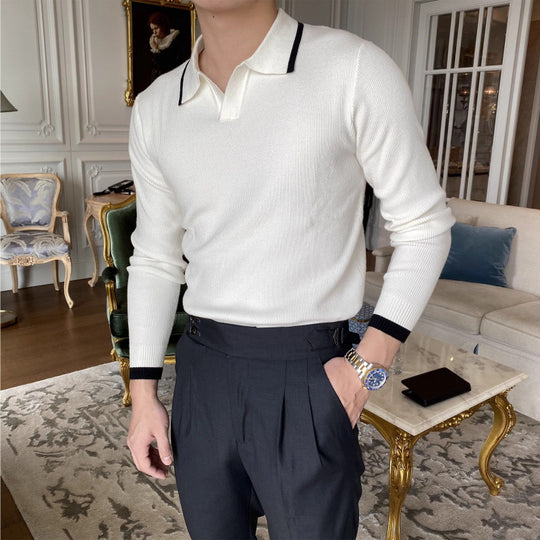 Herren Modisches Strickpullover mit Polokragen Nord Taschen