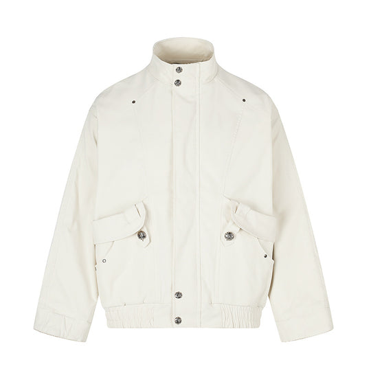 Damen Leichte Oversize-Fieldjacke mit Stehkragen, Druckknopfleiste und aufgesetzten Klappentaschen Nord Taschen