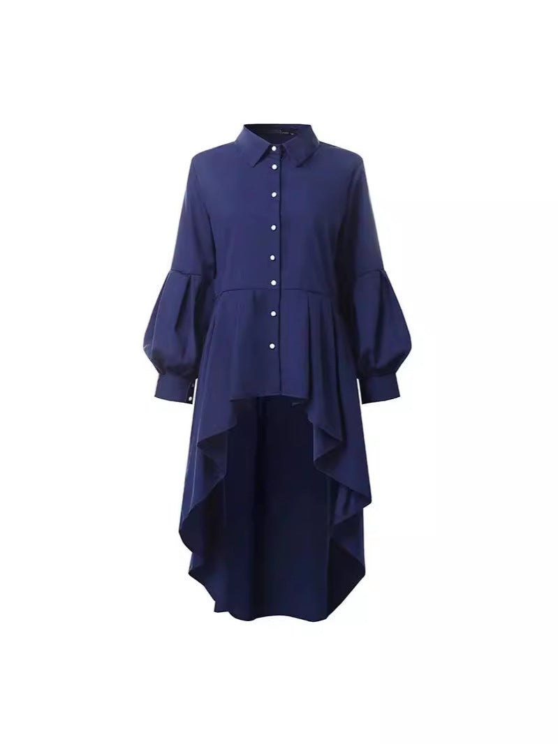 Damen Elegante Bluse mit asymmetrischem Schnitt und langen Ärmeln Nord Taschen