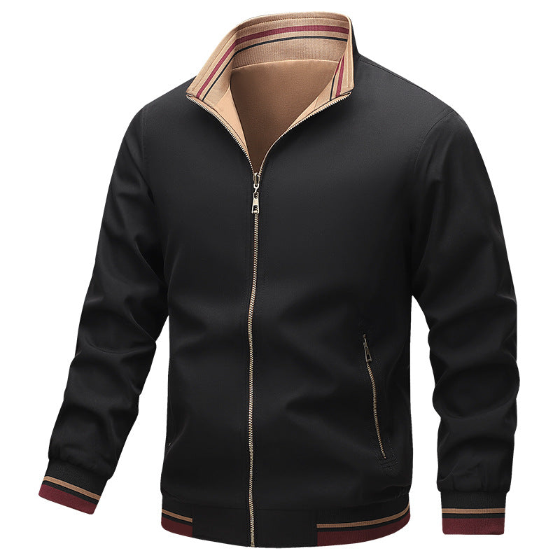 Herren Leichte Harringtonjacke mit Stehkragen, Reißverschluss und Kontrastbündchen Nord Taschen