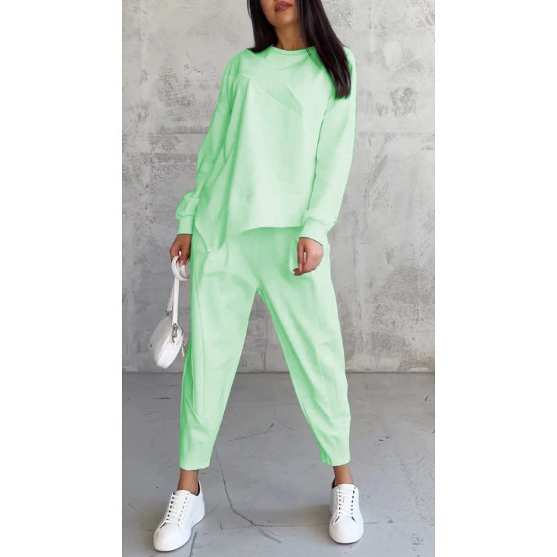 Damen Lässiges Zweiteiliges Lounge-Set mit Oversize-Sweatshirt und taillierter Tapered-Hose Nord Taschen