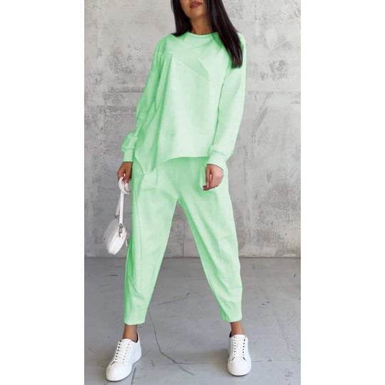 Damen Lässiges Zweiteiliges Lounge-Set mit Oversize-Sweatshirt und taillierter Tapered-Hose Nord Taschen